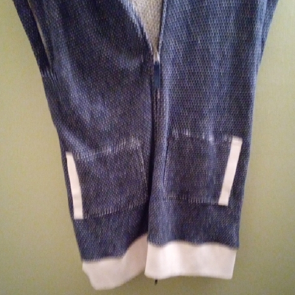 Womans L Evy's Tree Blue Knit Cardigan Sweater Vest Nautical Contrast - Picture 5 of 6